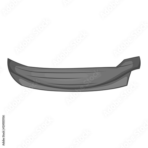 Wooden boat icon. Gray monochrome illustration of wooden boat vector icon for web