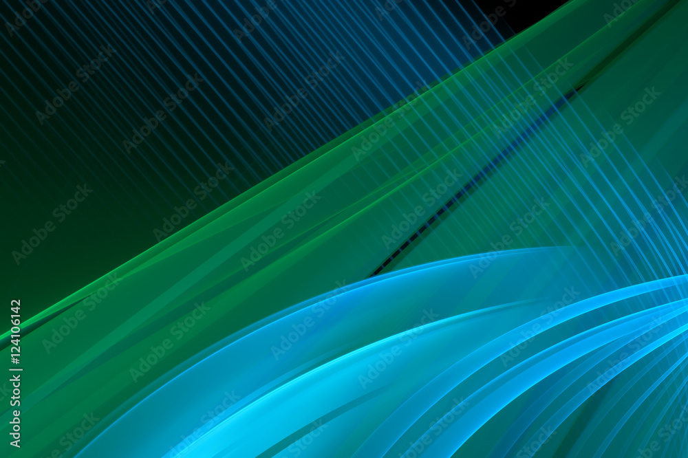 Obraz premium Abstract technology background. Artistic fractal design for use with projects on business, science, education and technology. With blue and green geometric figures.