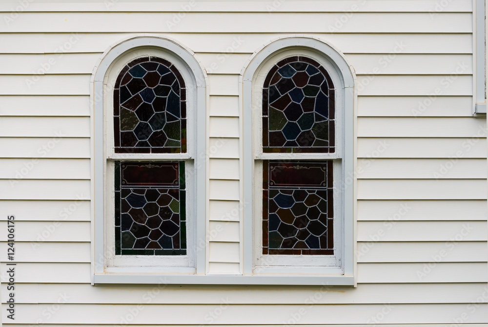 Two stainles glass windows