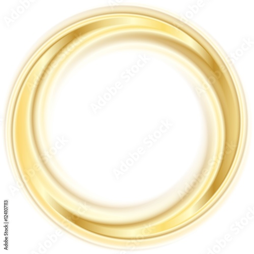 Abstract transient golden metallic circle or ring, isolated on white background. Vector illustration.