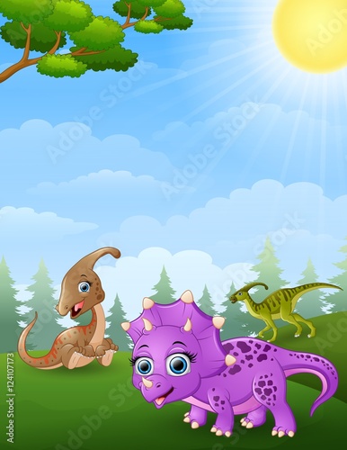 Dinosaurs cartoon  in the jungle   © dreamblack46