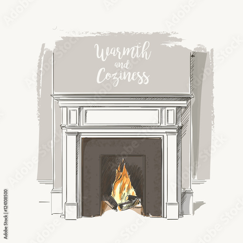 room with fireplace vector