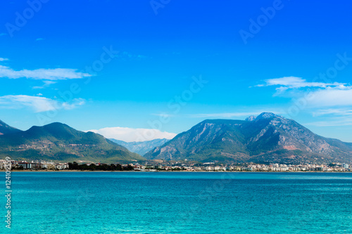 View to the mountains and the sea from the promenade in the cent