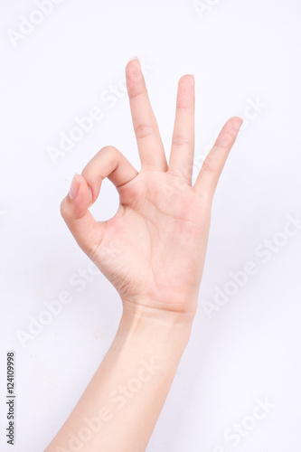 finger hand girl symbols isolated the concept hand gesturing sign ok okay agree on white background 