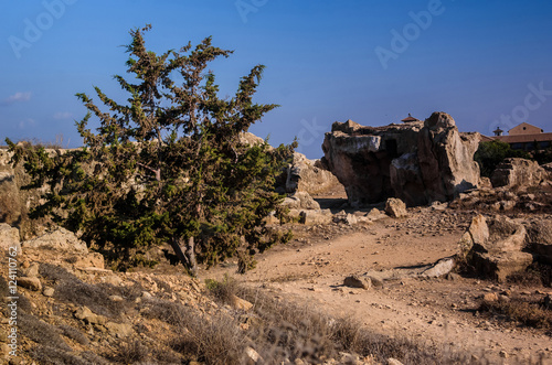 Large boulders in a sandy desert