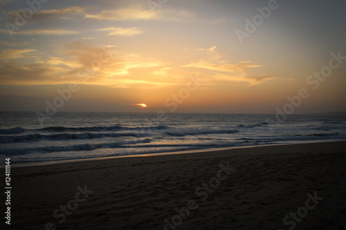 Sunset time at Atlantic Ocean coast near Albufeira  Portugal