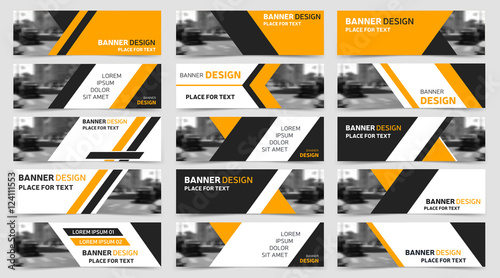 Big set of horizontal business banner templates. Modern technology design photo
