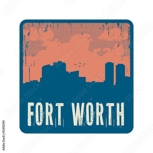 Grunge vintage stamp with text Fort Worth