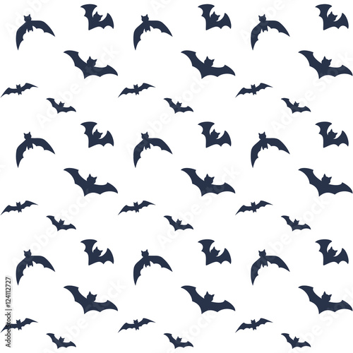 Flying bats on white halloween pattern design for wrapping paper