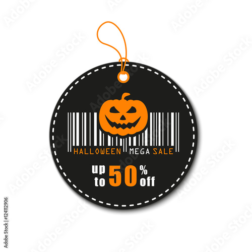Halloween vector illustration. Halloween sale, discount and offer tag, sticker