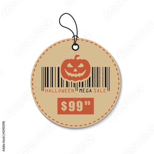 Halloween vector illustration. Halloween sale, discount and offer tag, sticker