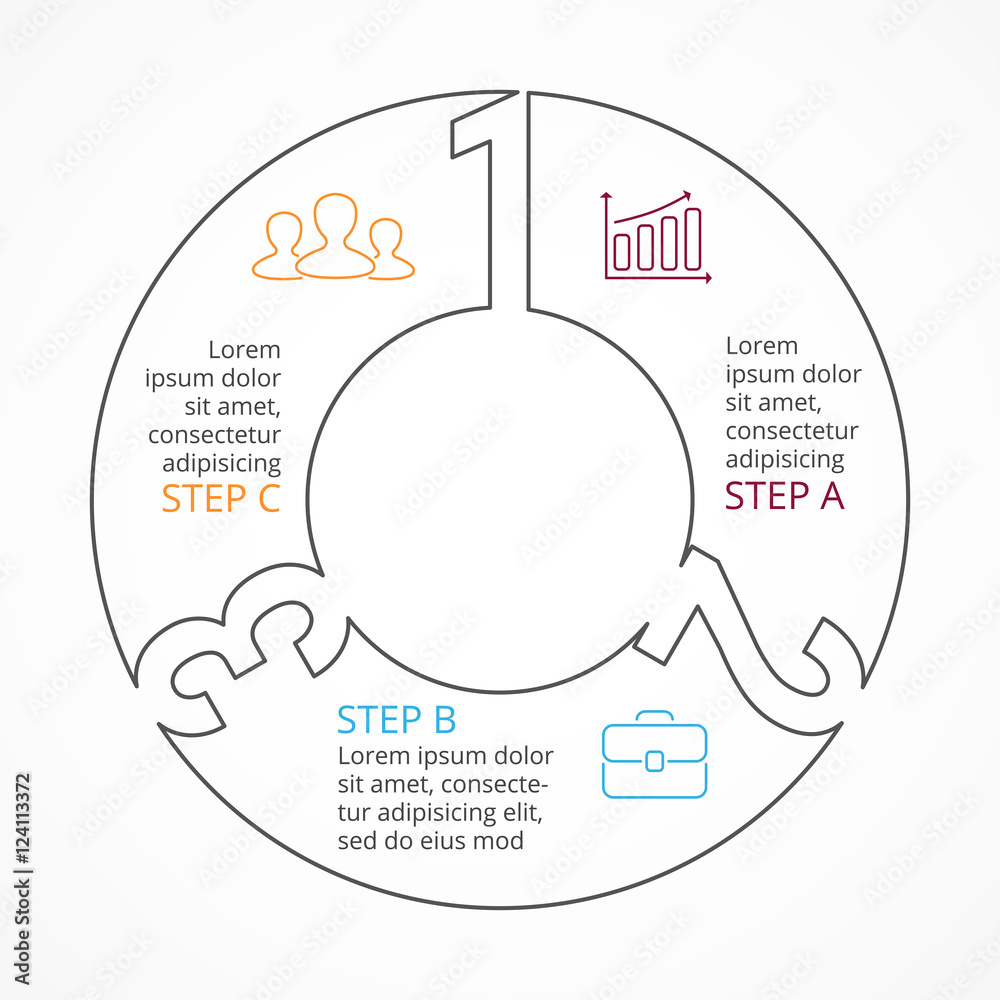 Vector circle numbers linear infographic cycle diagram graph