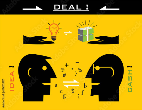Selling idea, deal, commitment. Commitment between two people. Teamwork. Link