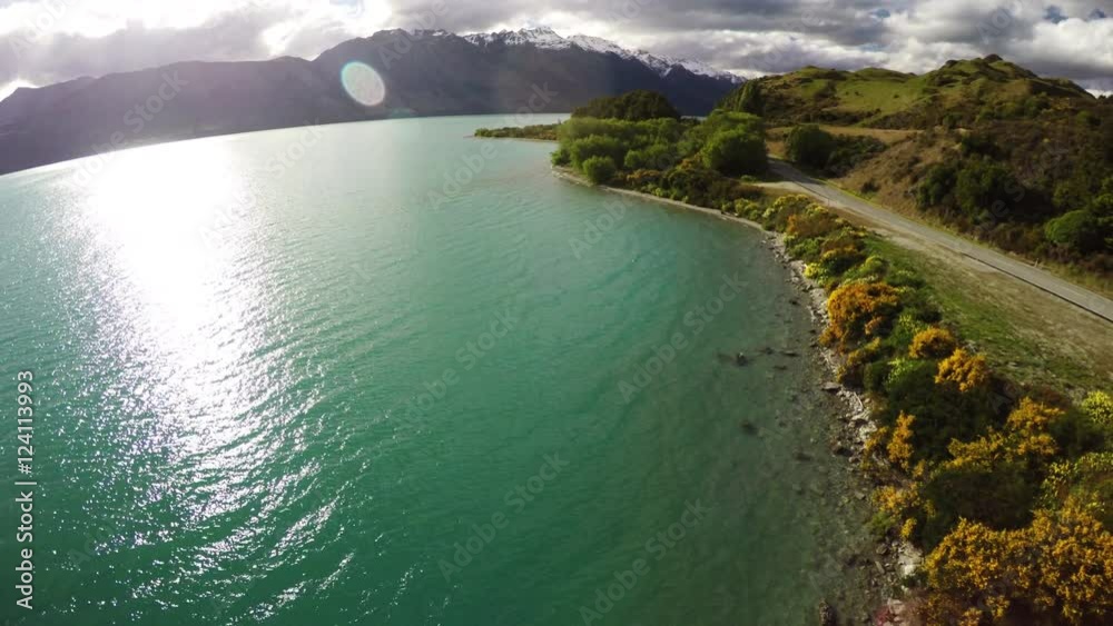 New Zealand aerials beauty, Colorful landscape with lake and mountains, Lake Wakatipu in Queenstown, New Zealand. New Zealand aerials beauty, Colorful landscape with lake and mountains, Lake Wakatipu in Queenstown, New Zealand.