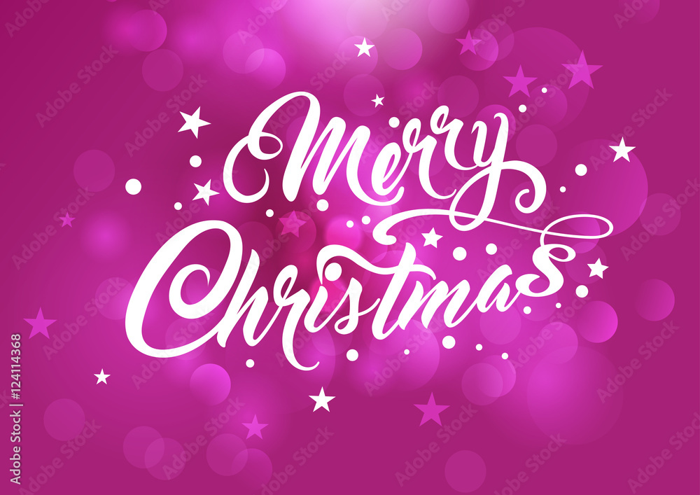 Merry christmas calligraphic text on purple background  for your design