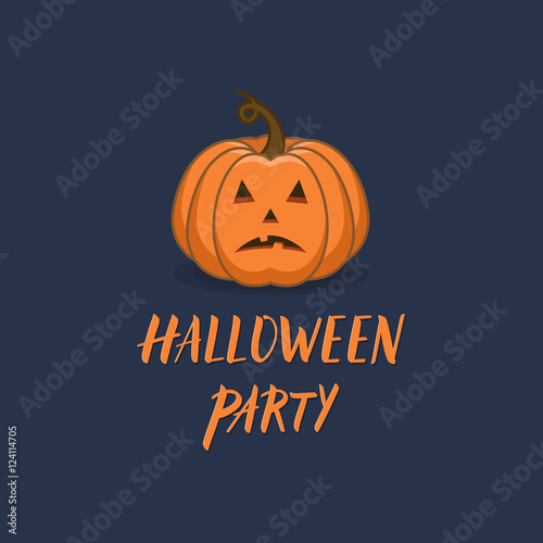 Halloween pumpkin with carved sadly face vector illustration