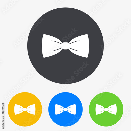 Icono plano corbata de lazo en circulo varios colores