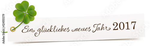 Banner mit Glücksklee und Schriftzug - Ein glückliches neues Jahr 2017