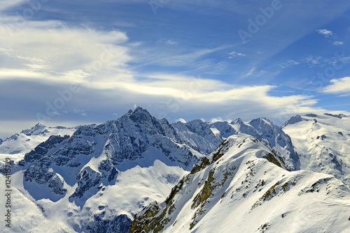 Passo Tonale and Presanella mountain group from the north, Natural Park Adamello, Alps, Italy photo