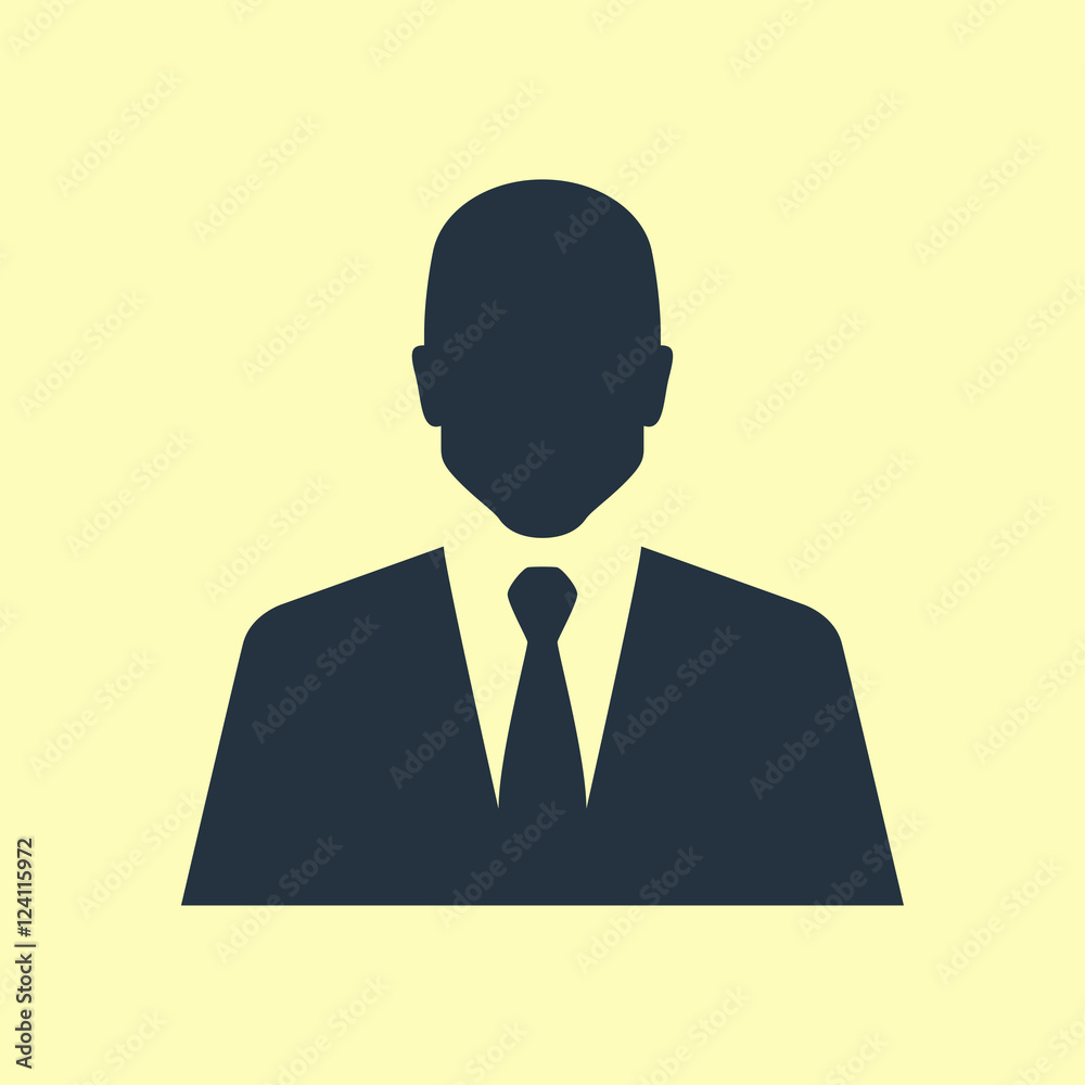 Icono plano silueta hombre con traje sobre fondo amarillo Icono plano silueta hombre con traje sobre fondo amarillo