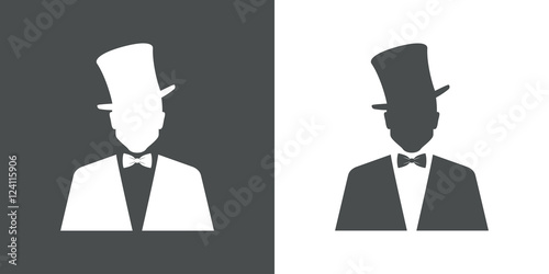 Icono plano silueta hombre con chistera gris