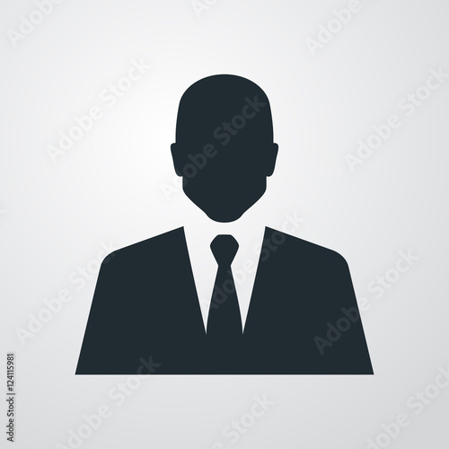 Icono plano silueta hombre con traje sobre fondo degradado