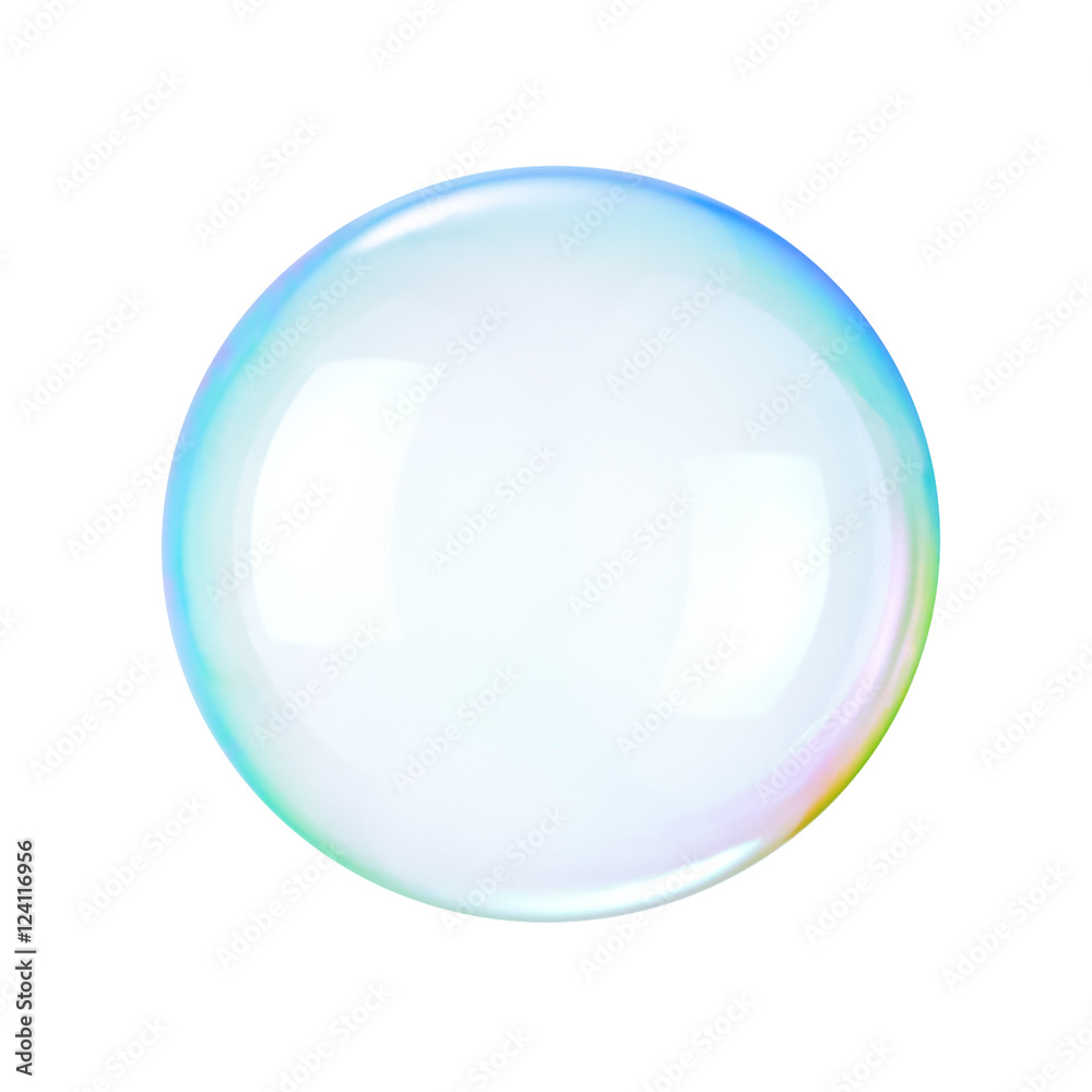 Soap bubble on a white background - obrazy, fototapety, plakaty 