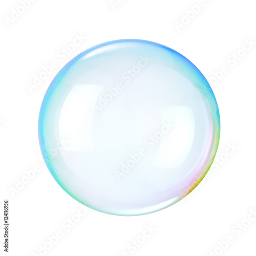 Soap bubble on a white background photo