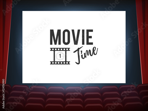 Cinema hall with white screen