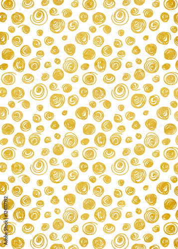 Gold foil decorative background with doodle swirl pattern.