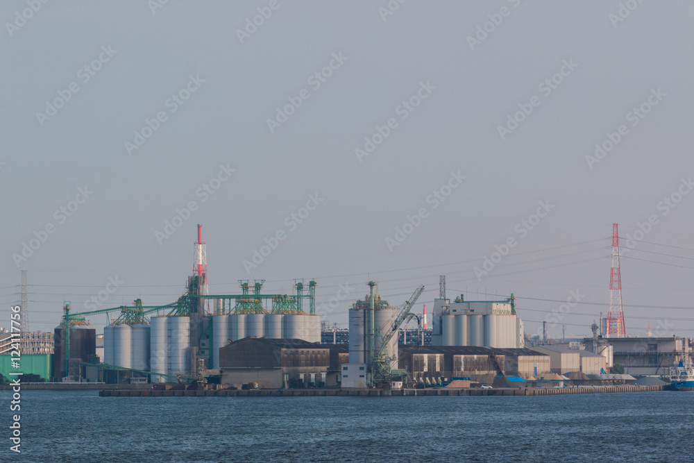 Landscape of industry at port.