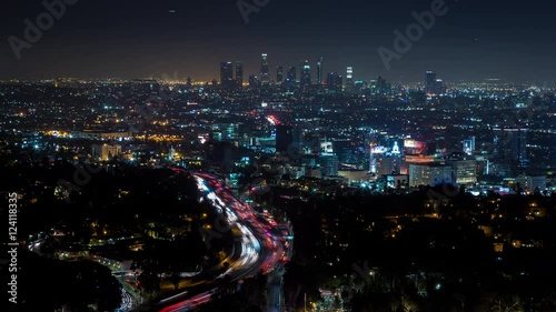Hollywood and Los Angeles at Night Timelapse photo