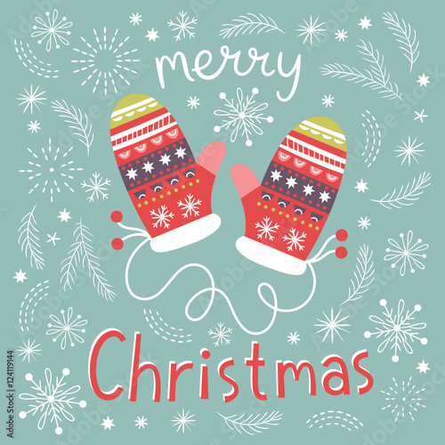 christmas mittens, Christmas card