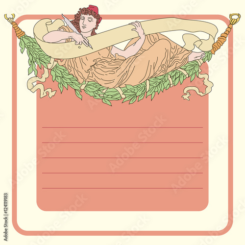 Vector retro postal with nymph