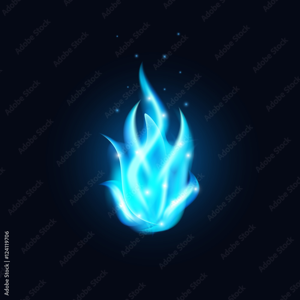Vector blue fire background. Beautiful blue flame illustration. Stock  Vector
