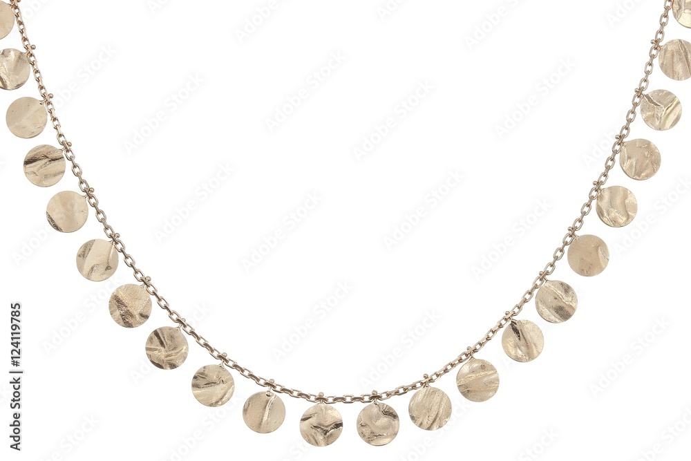 Golden chain with coins on white background Golden chain with coins on white background