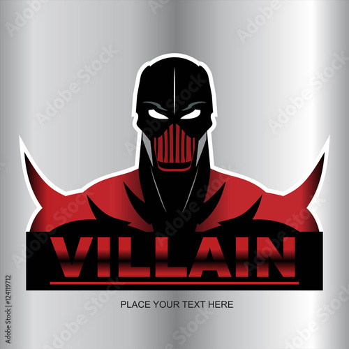 Great Red Villain isolated on metallic background