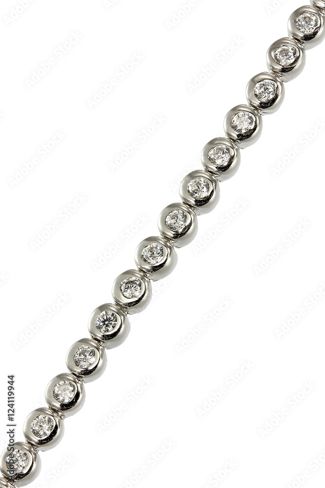 Silver bracelet with zircon stones on white Silver bracelet with zircon stones on white