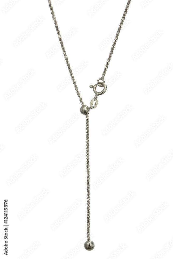 Silver chain with pendant on white background Silver chain with pendant on white background