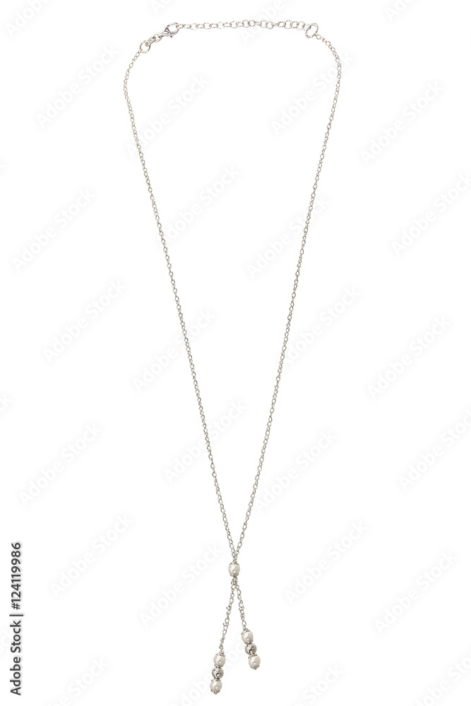 Silver chain with pendant on white background Silver chain with pendant on white background