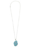 Silver chain with pendant on white background