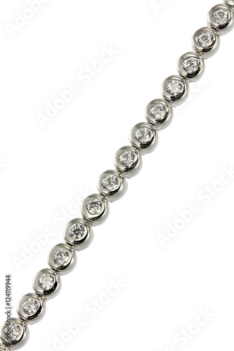 Silver bracelet with zircon stones on white