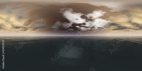 panorama of sea sunset. Environment map. HDRI map. Equirectangular projection. Spherical panorama. landscape 