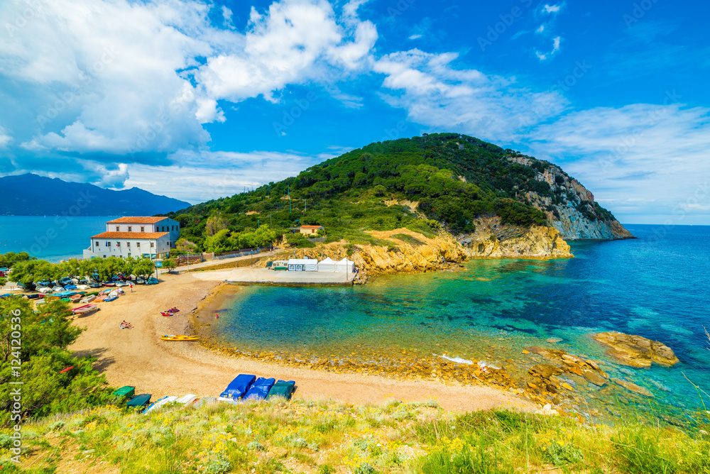 Enfola headland beach and coast in Elba island, Tuscany,Italy.