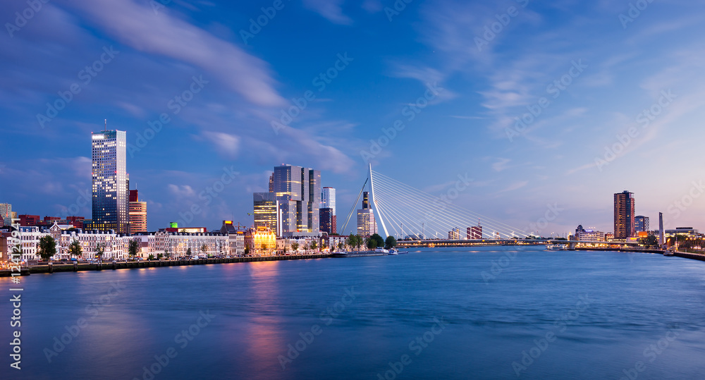 Gateway to Europe - Rotterdam Skyline with Erasmus Bridge Spanni
