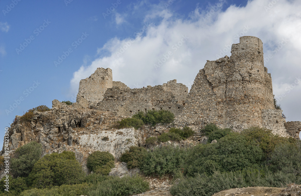 Asklipio Castle,  Rhodes Island, Greece. Asklipio Castle was built in the XIII century. Local residents long ago used it during the invasion of pirates.