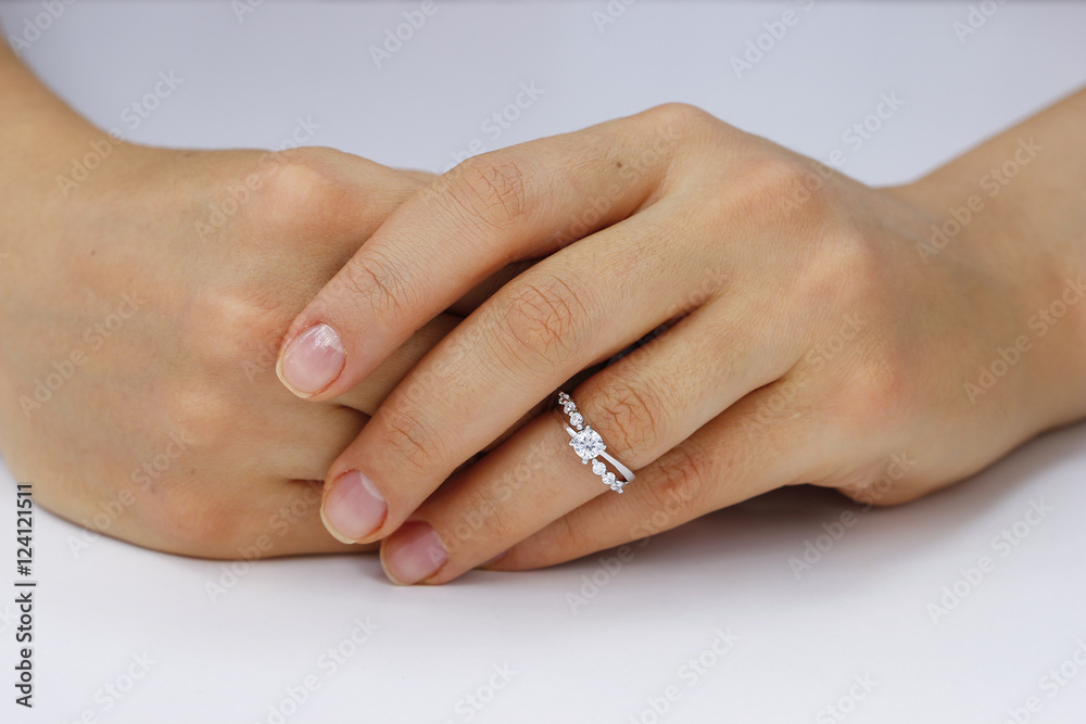 Close up of female hands with ring Close up of female hands with ring