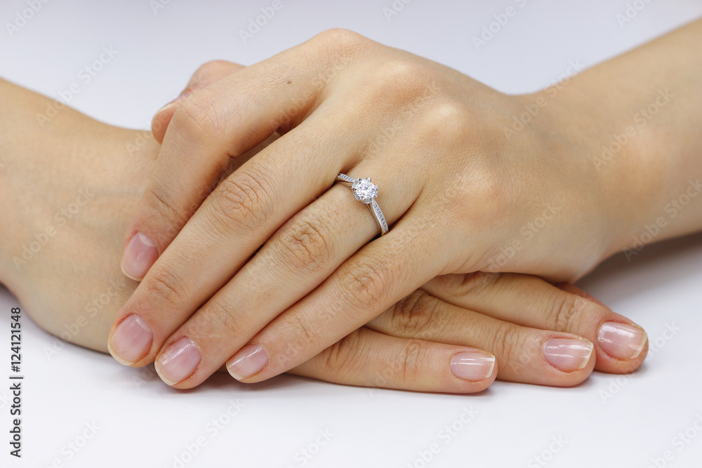 Close up of female hands with ring Close up of female hands with ring