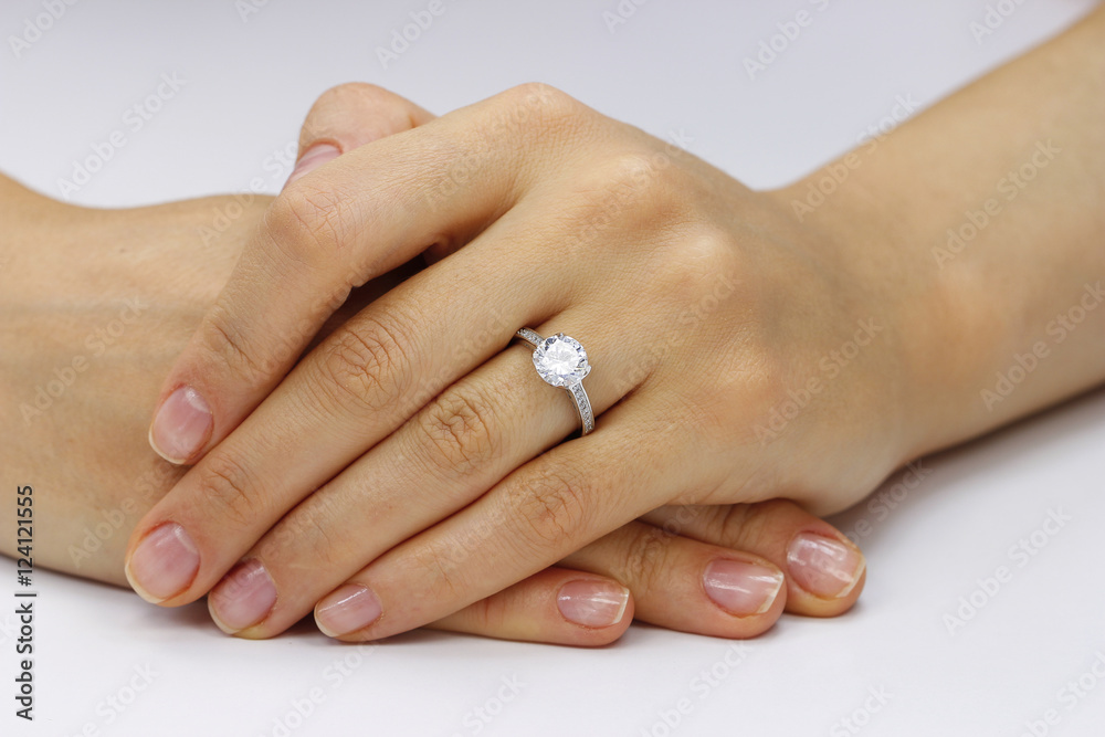 Close up of female hands with ring Close up of female hands with ring