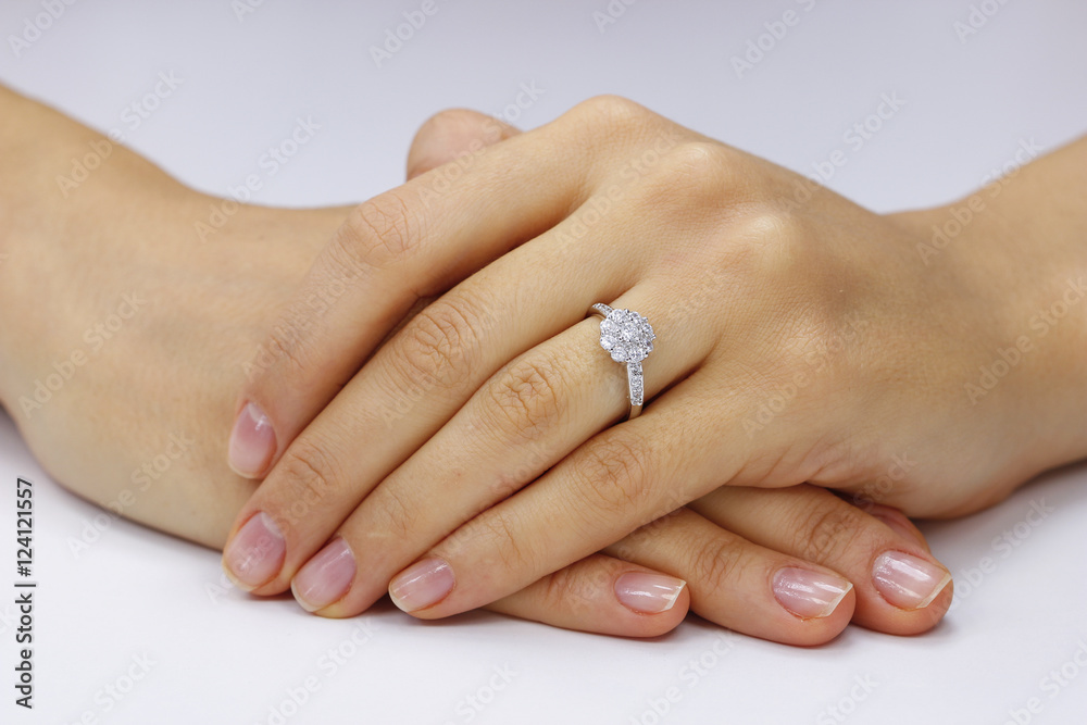 Close up of female hands with ring Close up of female hands with ring